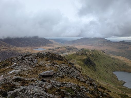 2 lakes from a ridge
